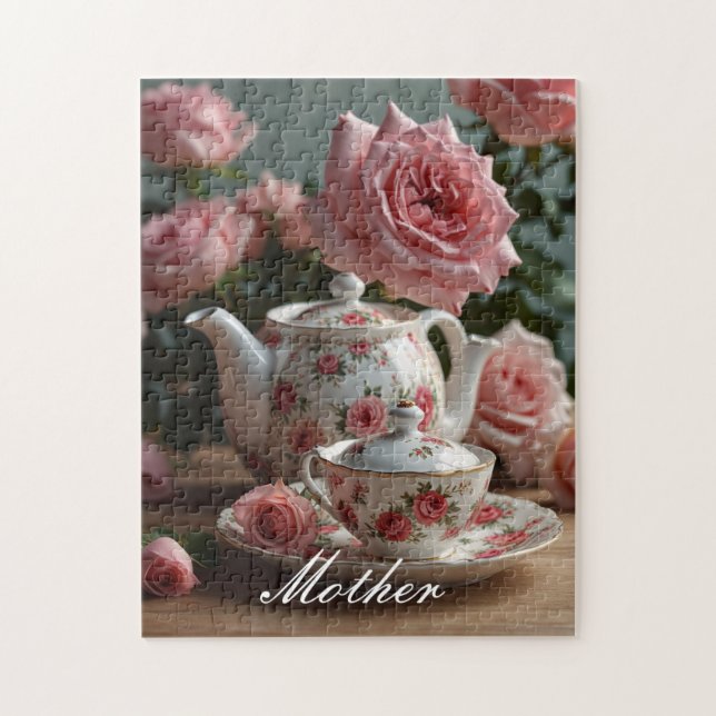 Pink Cabbage Rose Tea  Jigsaw Puzzle (Vertical)