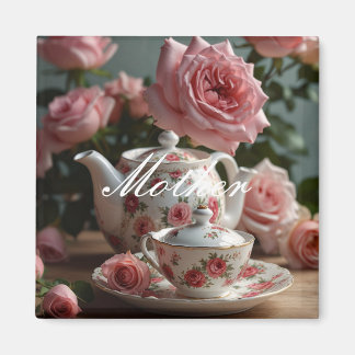 Pink Cabbage Rose Tea  Magnet