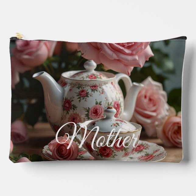 Pink Cabbage Rose Tea Print Cut Sew Bag (Front)