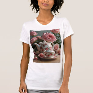Pink Cabbage Rose Tea T-Shirt