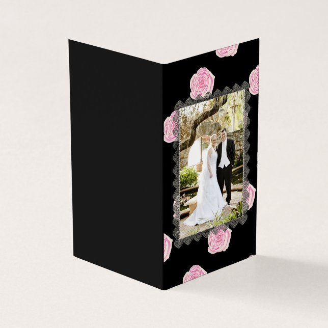 Pink Cabbage Roses and Black Lace Wedding (Outside)