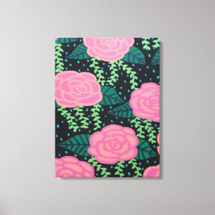 Pink Cabbage Roses Canvas Print