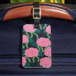Pink Cabbage Roses  Luggage Tag