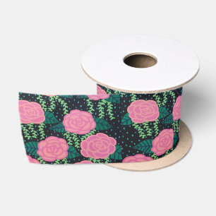 Pink Cabbage Roses Satin Ribbon