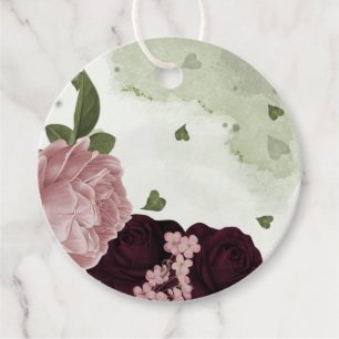 pink & cabernet flowers greenery favour tags