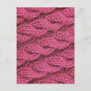 Pink cable knitting postcard