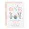 Pink Cacti Girl 1st Birthday invitations, Desert