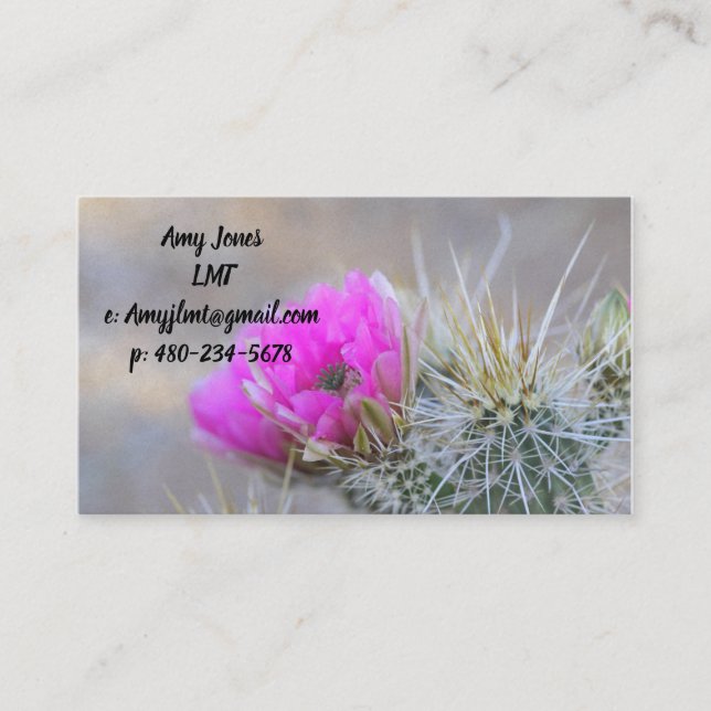 Pink cactus blooms business card (Front)
