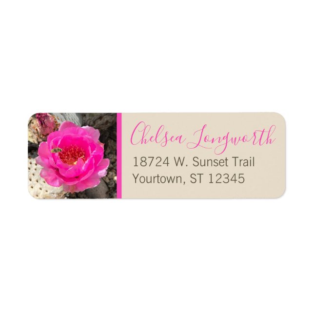 Pink Cactus Flower & Bee | Modern Script (Front)