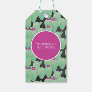 Pink Cactus Pattern Thank You Gift Tags