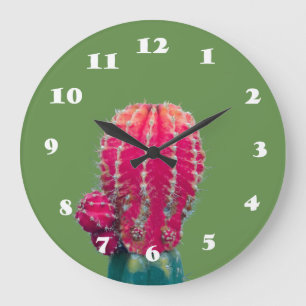 Pink Cactus Photography Wall Clock