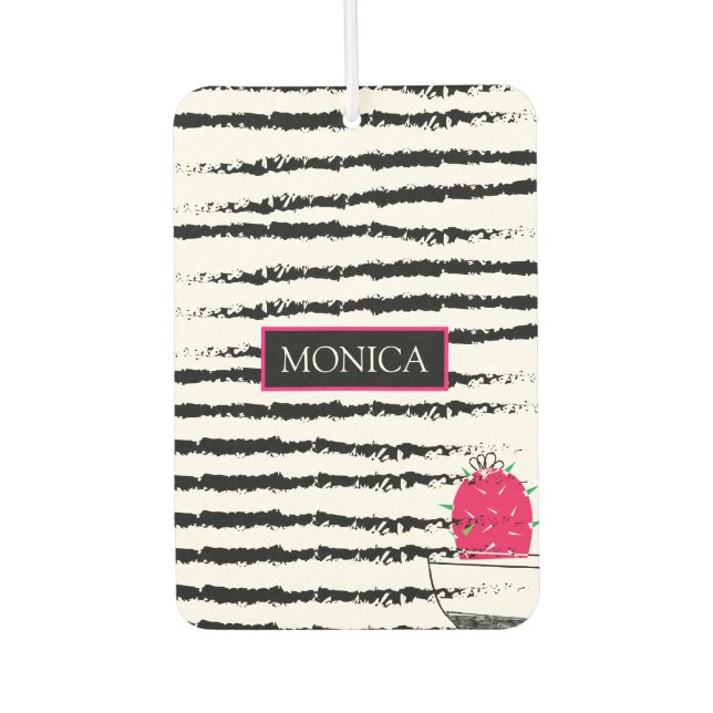 Pink Cactus striped pattern Car Air Freshener (Front)