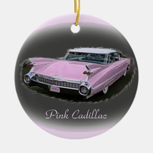Pink Cadillac Flash Ceramic Tree Decoration (Front)