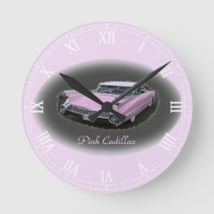 Pink Cadillac Flash Round Clock