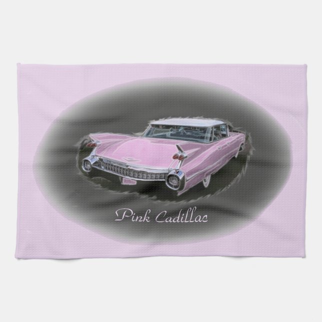Pink Cadillac Flash Tea Towel (Horizontal)