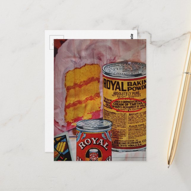 Pink Cake and Baking Powder Collage Postcard (Front/Back In Situ)