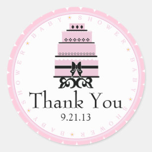 Pink Cake-Baby Shower Classic Round Sticker