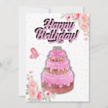 Pink Cake Birthday Card