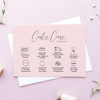 Pink Cake Care Instruction Card