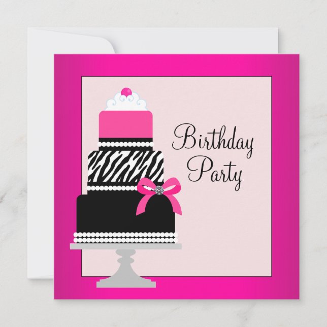 Pink Cake Cupcake Birthday Party Invitation (Front)