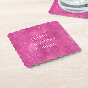 Pink Cake Frosting Personalised Paper Coaster
