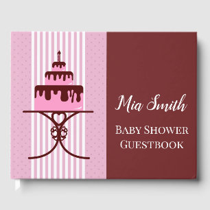 Pink cake girl baby shower guest book