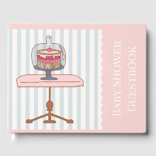 Pink cake girl baby shower guest book
