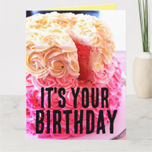 PINK CAKE HAPPY BIRTHDAY THICK FROSTING BIG CARD