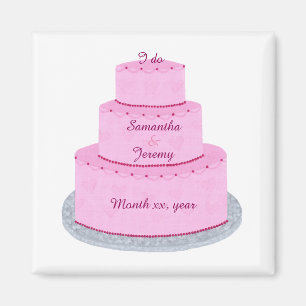 Pink Cake Hearts Personalised Save date Magnets