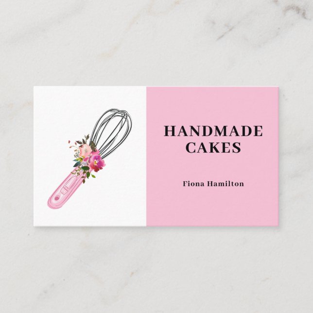 Pink Cake Pastry Chef Bakery Business Card (Front)