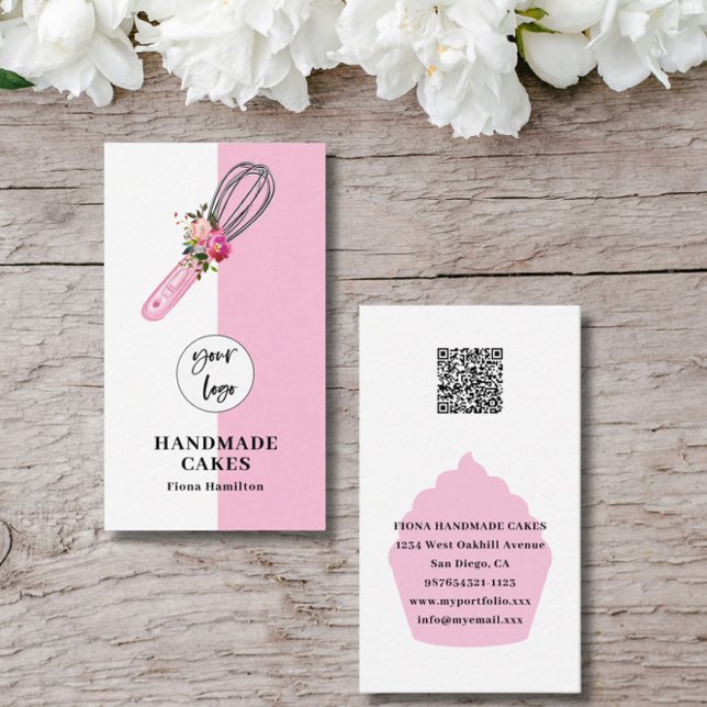 Pink Cake Pastry Chef Bakery Business Card (Creator Uploaded)