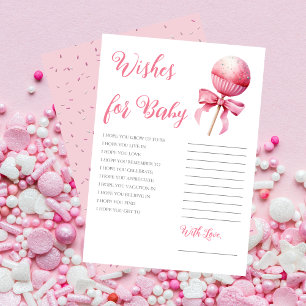 Pink Cake Pop Girl Baby Shower Wishes for Baby Invitation