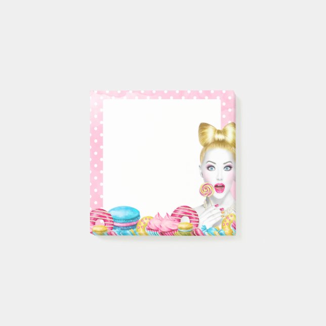 Pink Cake Post-it Notes Cute Bakery Office Memo (Front)