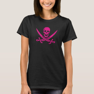 Pink Calico Jack Pirate Flag Jolly Roger Graphic T-Shirt