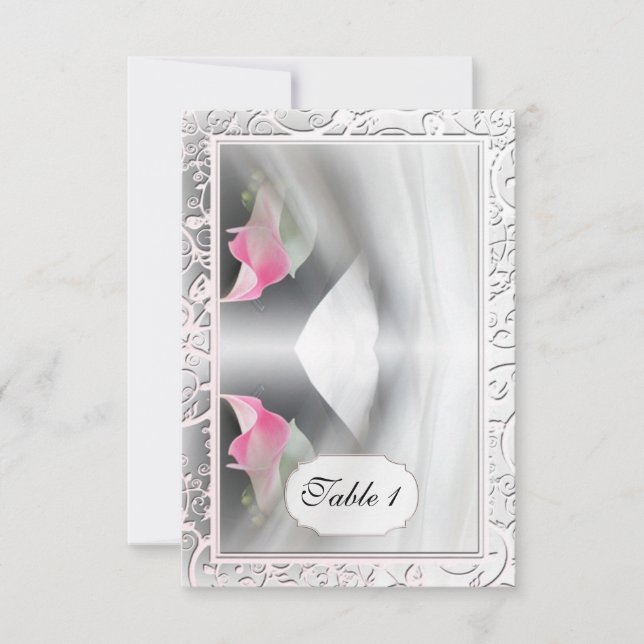 Pink Calla Lily Flourish Wedding Place Card (Front)