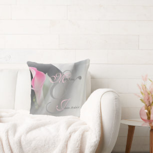 Pink Calla Lily Flourish Wedding Throw Pillow
