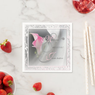 Pink Calla Lily Wedding Paper Napkins