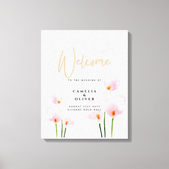 Pink Calla Lily Wedding Welcome Sign (Front)