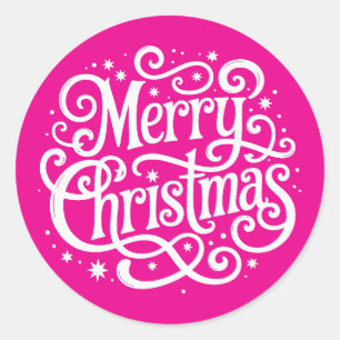 Pink Calligraphy Merry Christmas Envelope Seal