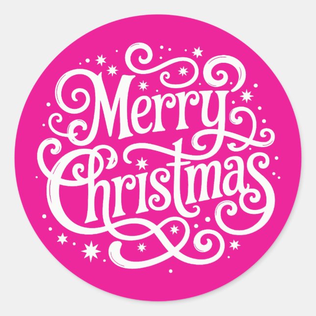 Pink Calligraphy Merry Christmas Envelope Seal (Front)