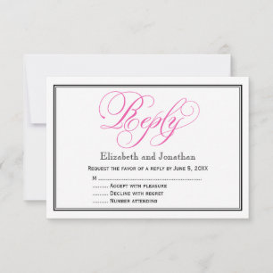Pink Calligraphy Script Wedding Reply Card