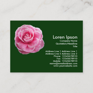 Pink Camelia 2 - Dark Green Business Card