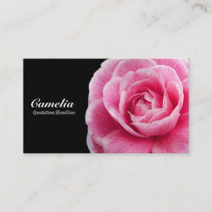 Pink Camelia II - Black Business Card