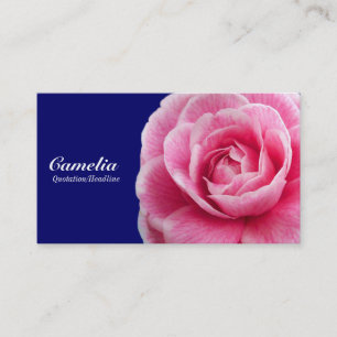 Pink Camelia II - Navy Blue 000066 Business Card