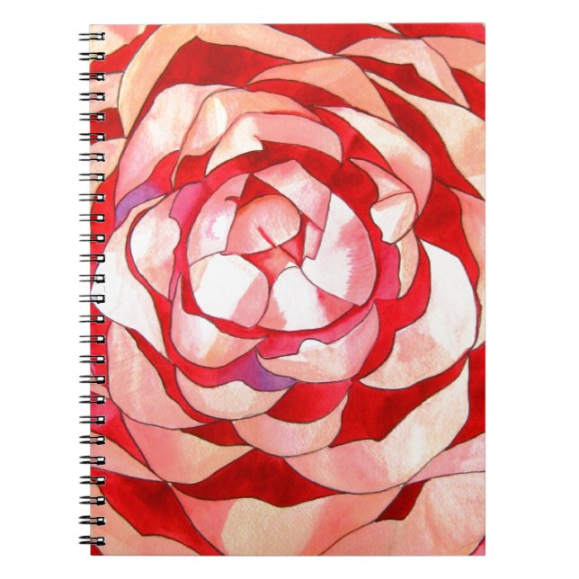 Pink Camellia abstract original art painting Spiral Notebook (Front)
