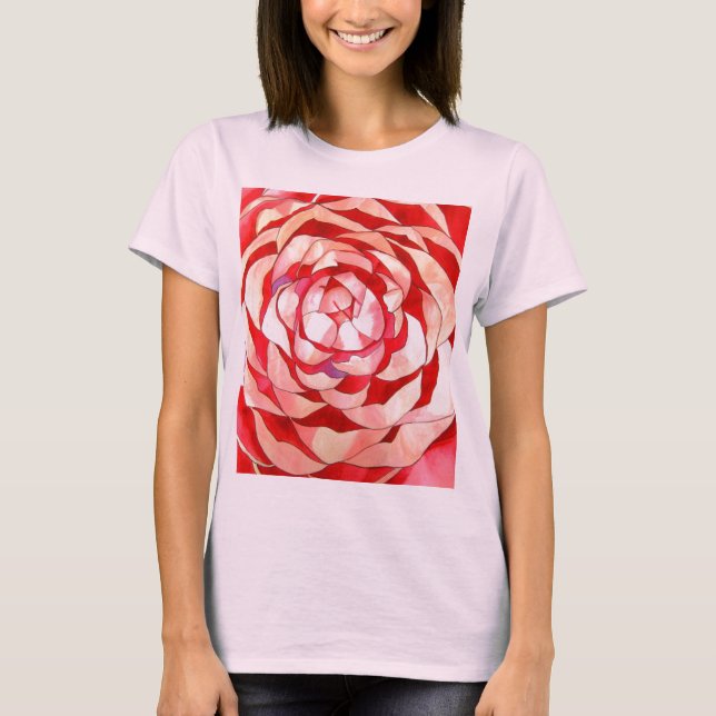 Pink Camellia abstract original art painting T-Shirt (Front)