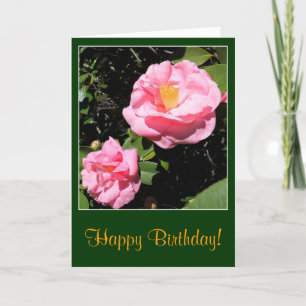 Pink Camellia Birthday Card