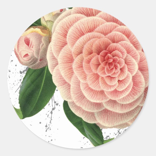 Pink Camellia Envelope Seal Stickers (Front)