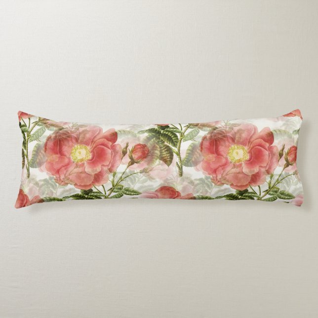 Pink Camellia Floral Pattern Body Cushion (Front)