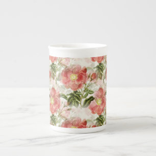 Pink Camellia Floral Pattern Bone China Mug